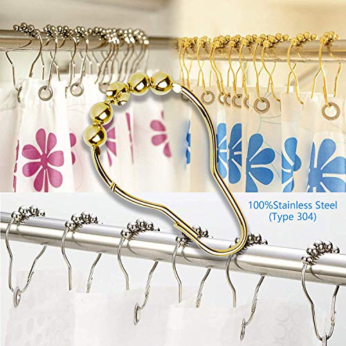 TOPLIFE Shower Curtain Hook Curtain Hook Ring Stainless Steel Easy Installation 12 Pieces Set