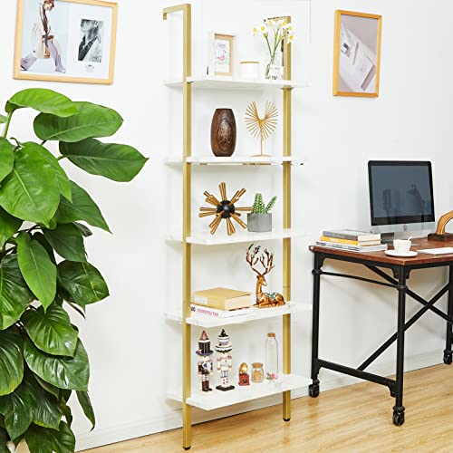 SUPERJARE Modern Ladder Shelf, 5Tier Open WallMounted Bookshelf with