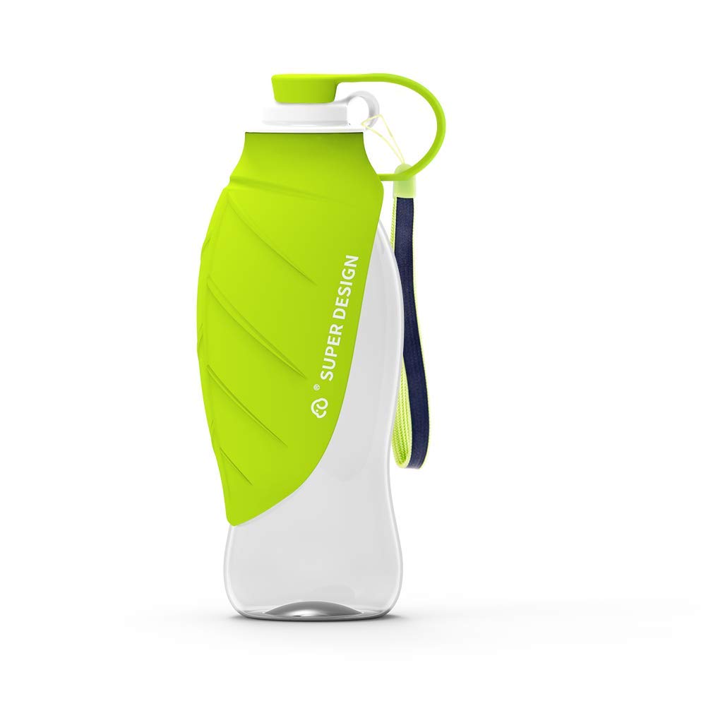 BePetMia Water Bottle Travel Portable for Dogs, Lid Can Be Used As Drinking Bowl, Dog Drinking Bottle In Silicone For Outdoor Use, 580 ml (Green)