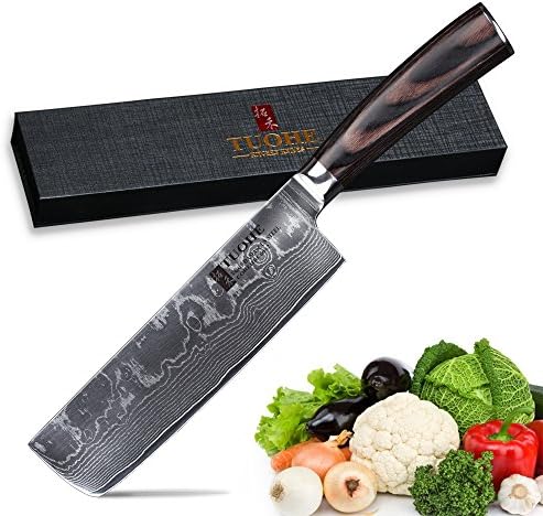 TUOHE VG10 Damascus Stee 7 Inch Nakiri Usuba Knives/Nakiri Vegetable knives Superior quality professional Kitchen Knives with Excellent Pakka Wood Handle