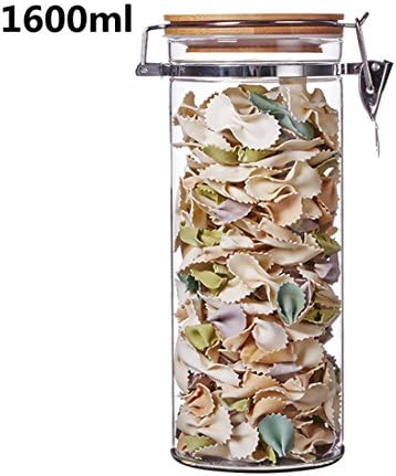 Airtight Container Glass Jars Preserving for Dry Food Milk Powder Dried Fruit Clear Storage Containers Tea Storage Pot, Ideal for Coffee Sugar Tea Pasta with Airtight Lids Vacuum Sealed Single Jar (1600ML)