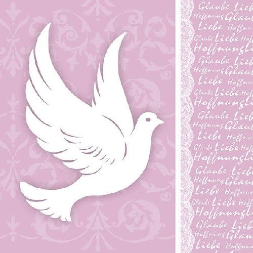 40 Tissue Luncheon Napkins 13x13" Doves Mauve Holy Communion Baptism Confirmation Christening Wedding Table Decor