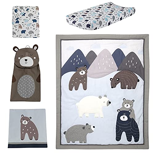 Lambs & Ivy Signature Montana 5Piece Baby Crib Bedding Set Blue,Grey