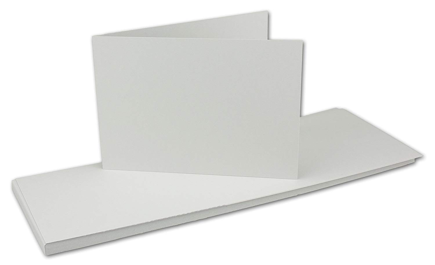 DIN A6 folded cards, landscape, colourful, happy, invitations - Menu cards - Blank | 105 x 148 mm | Grammage: 220 g/m². 50 Karten Light grey