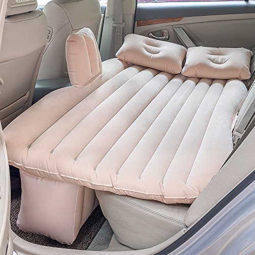 Car Inflatable Mattress Camping Air Bed Car Mobile Cushion Inflation Back Seat Extended Couch with Motor Pump, Two Pillows for Sleep Rest and Travel