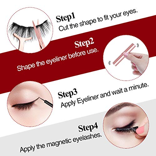 Magnetic Eyeliner and Lashes Kit, Liaboe Reusable False EyeLashes, 10 Styles Soft Eyelashes with 2 Liquid Eyeliners and Tweezers, Long Lasting, Natural Look, No Glue