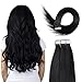 20 inch Tape Hair Extensions Human Hair Tape Ins Black Hair Extensions Straight Virgin Human Hair 20pcs 50g/pack (#1) Jet Black