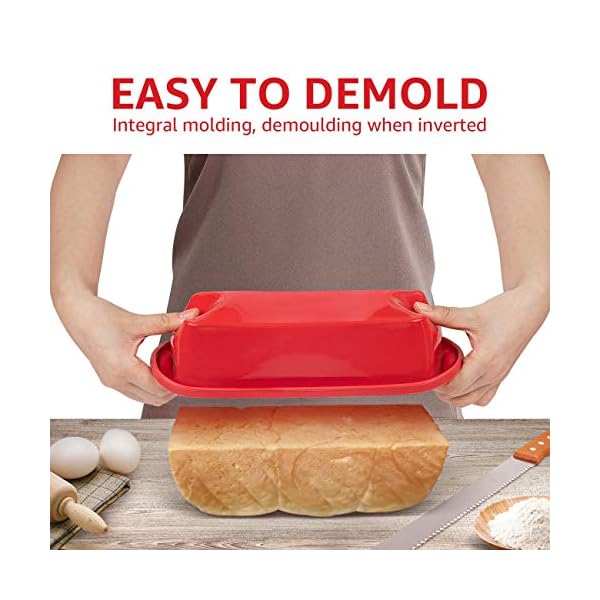 COSYLAND-6-Pieces-Silicone-Baking-Mould-Set-with-2-Oil-Brush-Non-Stick-Molds-Bakeware-Loaf-Tin-Trays-for-Baking-Cakes-Bread-Pie-Pancakes-Rectangular-Round-Square-Red COSYLAND 6 Pieces Silicone Baking Mould Set with 2 Oil Brush Non-Stick Molds Bakeware Loaf Tin Trays for Baking Cakes…