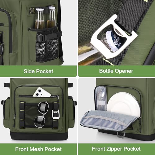 YOUNGOA Mochila Nevera Isotermica a Prueba de Fugas, Expandible Impermeable Mochila Termica Grande Thremal Bolsa Picnic para Hombre y Mujer