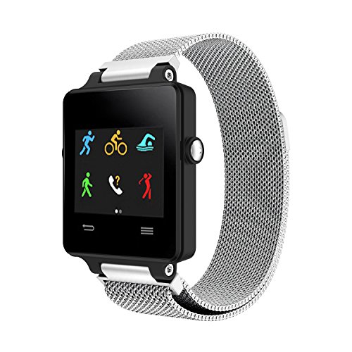 Garmin Vivoactive Acetate Watch Band, MoreToys Milanese Loop Stainless Steel Replacement Wristband Bracelet Strap for Garmin Vivoactive Acetate Sports GPS Smart Watch (Silver) - Thumbnail 5