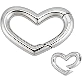 BENECREAT 925 Sterling Silver Heart Carabiner, Silver Hook Clip Clasp with Spring-Loaded Gate, Hardware Closure, Craft Connector for Key Rings, Handbags and Jewelry Making, 11x16x2.5mm