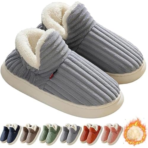 Cloud Slippers - Unisex Winter Warm Clouds Bootie Corduroy with Cozy Memory Foam Women Winter Fashion Anti-Slip House Shoes, Indoor & Outdoor A-B, 6