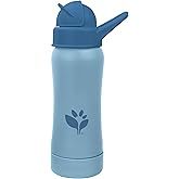 Green Sprouts® Sprout Ware® Straw Bottle 10oz., 6mo+, Plant-Plastic, Platinum-Cured Silicone, Dishwasher Safe, Grows with Baby, Tested for Hormones - Blueberry