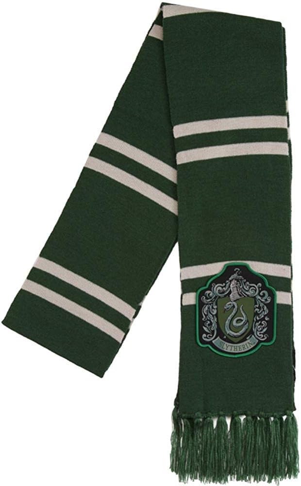 Harry Potter Slytherin Patch Knit Scarf, OSFM, Green: Clothing