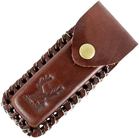 NEW Genuine Leather 4" Tactical Sheath For Knife Belt Loop Folding Brown