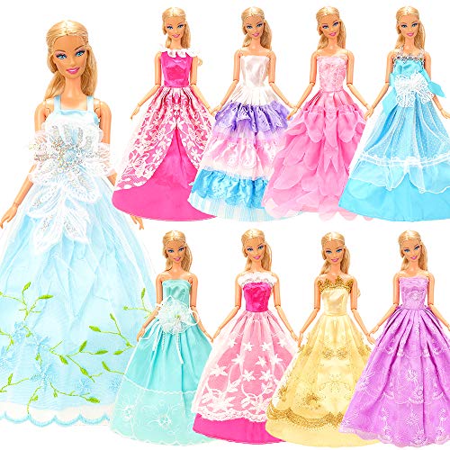 Miunana 35 Puppenkleidung Kleidung Zubehör für Puppen = 5 Fashion Kleider +3 Abendkleider + 3 Badenanzug + 4 Top & Hosen + 5 Mini Kleider +10 Schuhe + 5 Sonnenbrille für 11,5 Zoll Mädchen Puppen – Bild 4