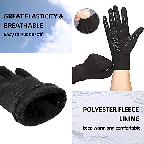 Cycling Gloves,Winter Running Gloves Winter Warm Gloves for Men & Women, Touchscreen Gloves Cold Weather Cycling Gloves Windproof Winter Sports Gloves (Deep Black, S)