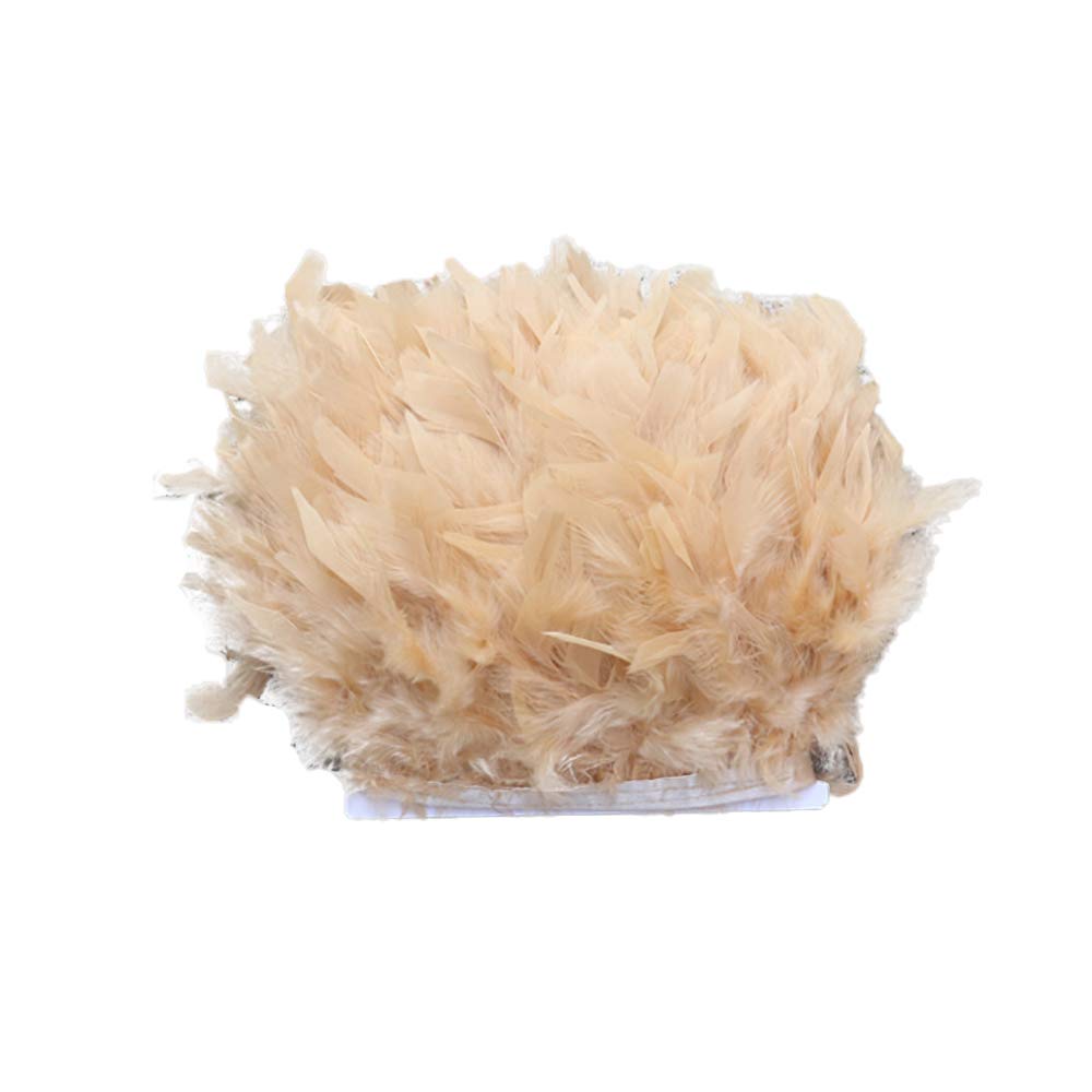 Selene 43 Colours 2 Meters Quality Natural Feather Trimming Fringe for Millinery Craft Dress Making (#26-Dk Champagne)
