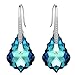 EleQueen 925 Sterling Silver CZ Baroque Hook Drop Earrings Bermuda Blue Made with Swarovski Crystals