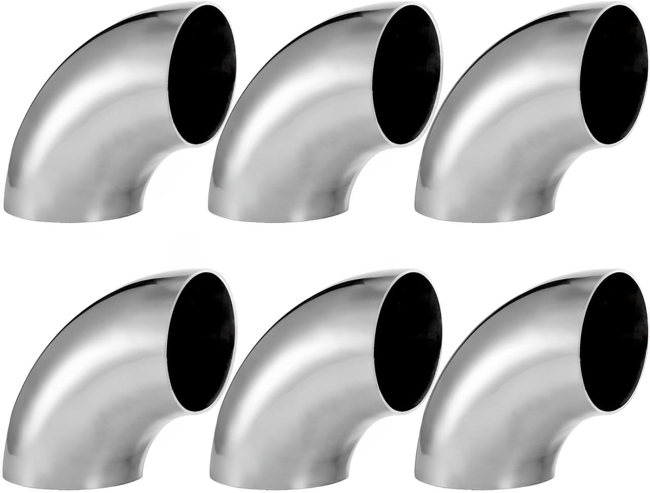 Photo 1 of YOUEON 6 Pcs 2.5" 90° Exhaust Elbow Pipe, 304 Stainless Steel Mandrel Bend Elbow Thickness 16GA/0.06", Exhaust Pipe Tubing for Exhaust System, Stair Handrail
