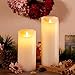 glowiu Flameless Flickering Candles 9 Inch Moving Flame, Real Wax Pillar Battery Candle with 10-Key Remote Multi-Function (Ivory, 3.25 x 9)