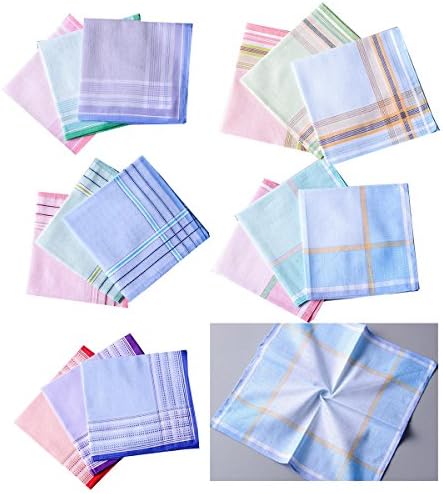 La closure Womens/Girls Soft Woven Stripe Cotton Handkerchiefs Pack Bulk