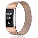 hooroor Fitbit Charge 2 Bands Small & Large for Women Men Girls, Milanese Loop Stainless Steel Metal Bracelet Strap with Unique Magnet Lock, No Buckle Needed for Fitbit Charge 2 (Rose Gold, Small)