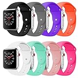 BOTOMALL Compatible with Apple Watch Band 38mm 40mm 42mm 44mm Classic Silicone Sport Replacement Strap Bracelet for iwatch All Models Series 4 Series 3 Series 2 Series 1 S/M M/L (8Pack, 38/40mm S/M)