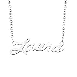 LoEnMe Jewelry Laura Name Necklace of Silver Plated