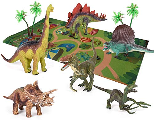 AINOLWAY Dinosaurier-Spielzeug Dinosaurierfiguren mit Aktivitätsspielmatte Lernspielset für Dinosaurier, um EIN Dino… – Bild 4