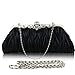 Fashion Road Womens Satin Pleated Evening Clutch Bags Purse Wedding Cocktail Party Handbags Black