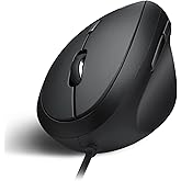 Perixx PERIMICE-519 Wired Ergonomic Vertical Mouse - Portable Small Design - 105x67x58 mm - Right Handed Black