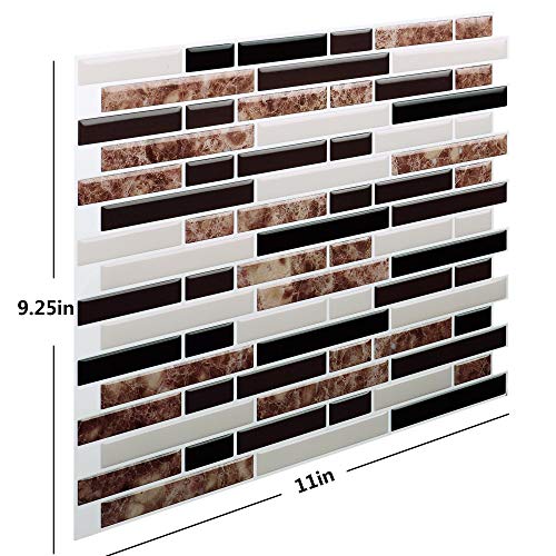 Premium Peel and Stick Tile Backsplash,Stick On Backsplash Wall Tiles for Kitchen & Bathroom-Removable,Self Adhesive-11 x 9.2" (6 Sheets, Brown) - Thumbnail 2