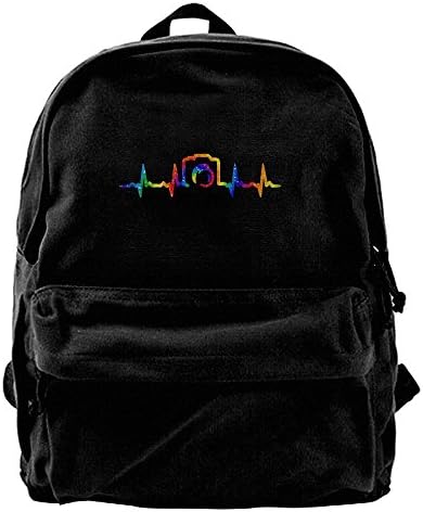 Photography Heartbeat Camera Canvas Travel Rucksack Backpack Daypack Knapsack Laptop Shoulder Bag