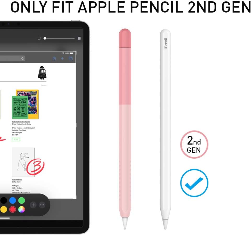 Delidigi Gradient Color iPencil Case Sleeve Silicone Cover Accessories Compatible with Apple Pencil 2nd Generation(Gradient Pink)
