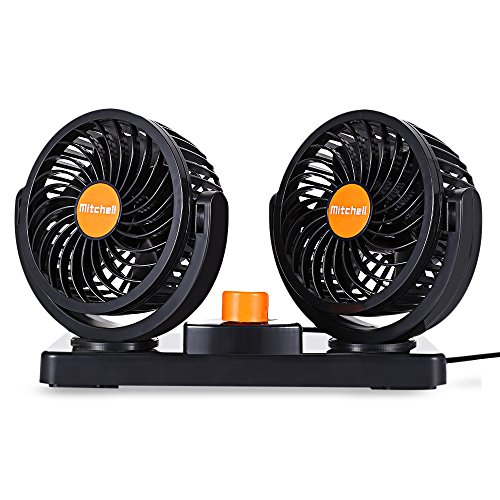 Mitchell Double Fans Combination 360 Degree Rotating Car Cooling Fan Air Conditioner for Cars