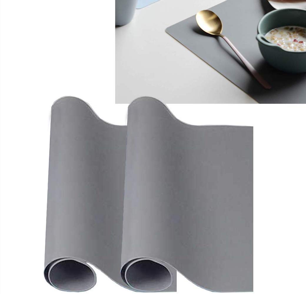 zosenda Reusable Silicone Placemat, 2Pcs Heat Resistant Kitchen Table Mats Countertop Protector, Non-Slip Flexible Washable Insulation Hot Pad Dining Mats (40 x30 cm)