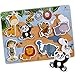 Gleeporte Wooden Chunky Puzzle Zoo Animal Pieces Learning Educational Puzzle Board with Free Standing Pieces for Toddlers & Kids (8 pcs)
