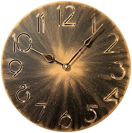 Retro Metal Industrial Wall Clock, YCDYX Gold Silent Wall Clock Non Ticking, 12 Inch Round Gradient Office Wall Clock Easy to Read Home/Office/Classroom/School Vintage Iron Wrought Wall Clock