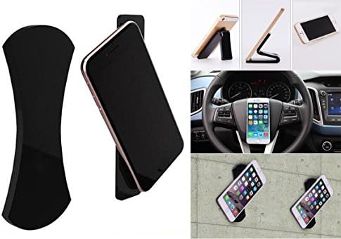 JZH Nano Rubber Cell Phone Holder Pads Bracket Stick Anything, Multi-function Sticky Anti-Slip Phone Holder Universal Stickers. (Black/2 Pieces)
