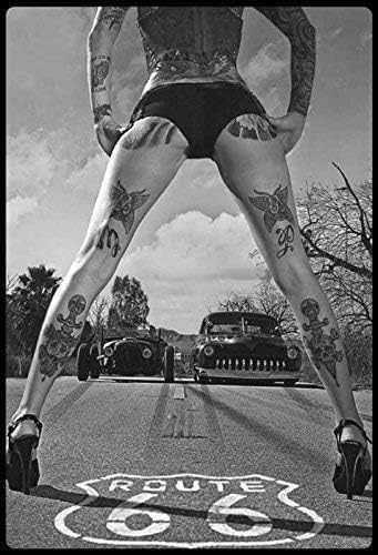 Street Race Pin Up Girl s/w Blechschild Schild Blech Metall Metal Tin Sign 20 x 30 cm