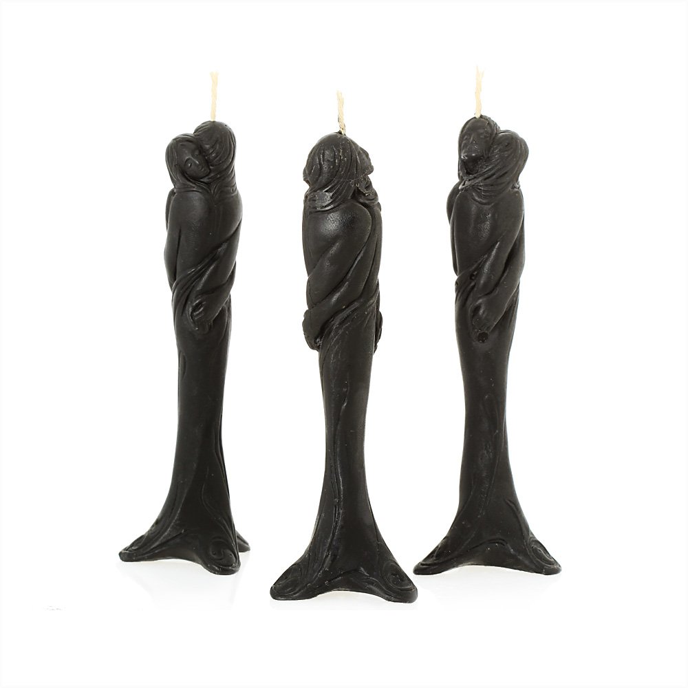 NKlaus - 3x Beeswax Stella of Love - black candle - figurine candle handmade ritual candle drip candles 36316