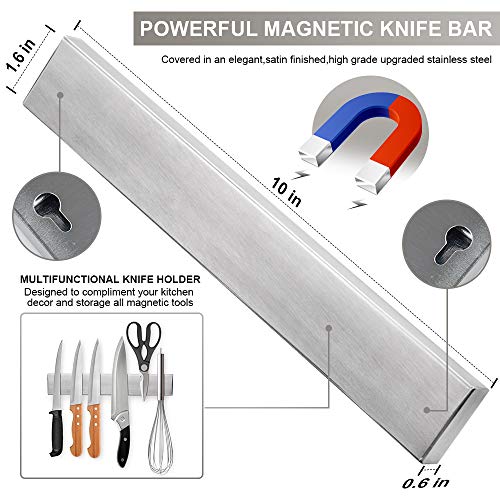 10 Inch Knife Strip, Premium Stainless Steel Wall Mounted