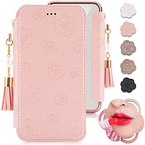 Iphone 8 手帳型ケース人気 Iphone Se ケース 手帳型 第2世 Iphone 7 スマホケース 手帳型 Iphone6s 手帳型 携帯ケース Iphone6 手帳 山茶の花 防水ソフトtpu 指紋防止透明カバー おしゃれかわいい可愛い花柄 化粧鏡付きクリア 耐衝撃 最軽量スリム薄型iphone6 耐