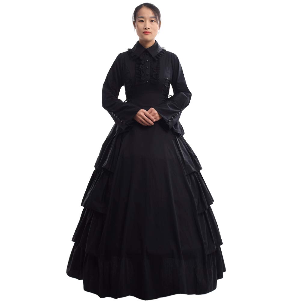 GRACEART Medieval Renaissance Victorian Gothic Ball Gown Dress for Women Vintage Long Cosplay Halloween Retro Cosutume(M)