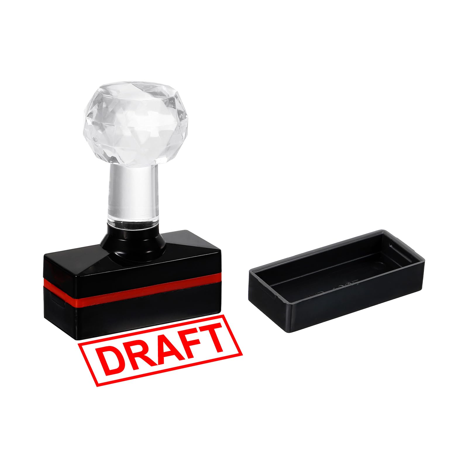 PATIKIL Draft Stamp Self Inking, Red Ink Office Stamps Pre Inked Message Stamp Refillable Business Stamp, Black