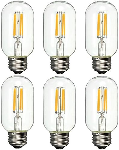 6PACK LED Filament Bulb Dimmable T45/T14 - 2W Clear Glass Cover Tubular LED Edison Light Bulb, E26 Base, Warm White 2700-3000K, 20W Equivalent, 110-120VAC (2.1)