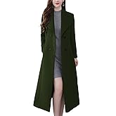 chouyatou Women's Maxi Long Wool Blend Pea Coat Shawl Collar Double Breasted Winter Trench Coat Overcoat