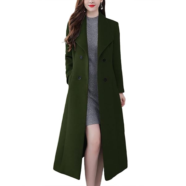 Amazon.com: Women's Charming Long Wool Trench Coat Winter