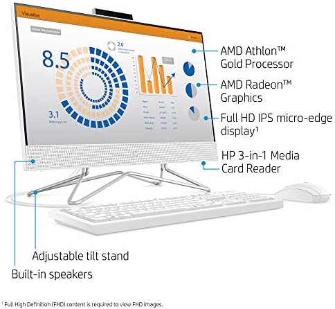 HP Pavilion All-in-One 22-inch Computer, AMD Athlon Gold 3150U, AMD Radeon Graphics, 4 GB RAM, 256 GB SSD, Windows 10 (22-df0022, Snow White) 3 HP Pavilion All-in-One 22-inch Computer, AMD Athlon Gold 3150U, AMD Radeon Graphics, 4 GB RAM, 256 GB SSD, Windows 10 (22-df0022, Snow White)